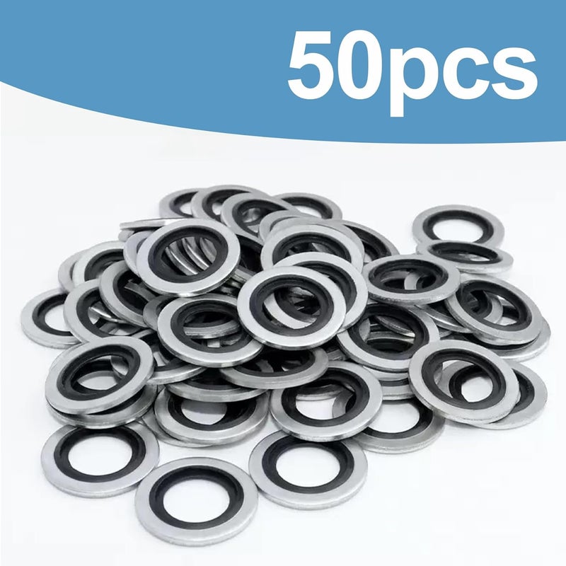 LEPEVNEY M8 Bonded Sealing Washers, 8.7x13.8x2mm Carbon Steel NBR Gasket, Pack of 50 - Image 4